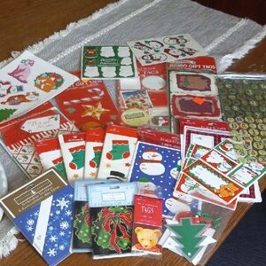 Bundle Of Christmas Holiday Gift Tags And Stickers